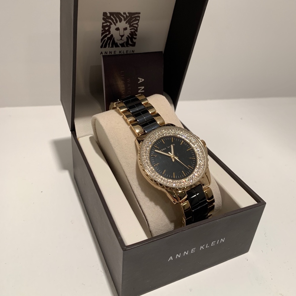 Anne Klein Gold Tone with Black 40mm Wristwatch.